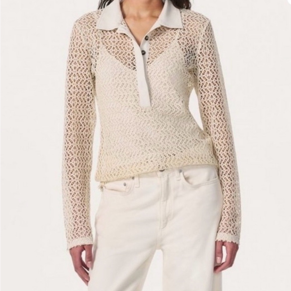 RAG & BONE - Liv Mesh Polo Long-Sleeve Top SZ. XSMALL NWOT ****NEVER WORN****